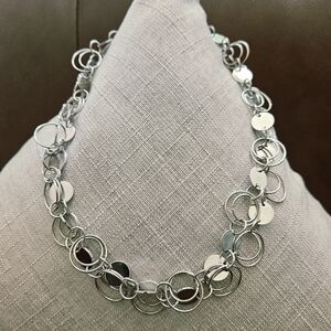 FAC Fifth Avenue Collection Silver Tone Necklace Rings and Circles